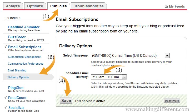 How to Change Your FeedBurner Email Delivery Time