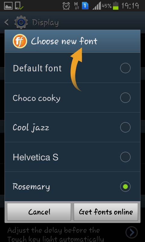 Android-settings-display-font style-select