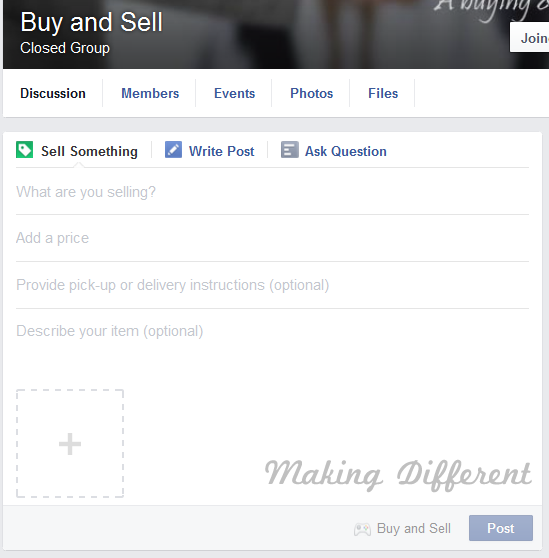 Facebook Sell Something Feature in Group